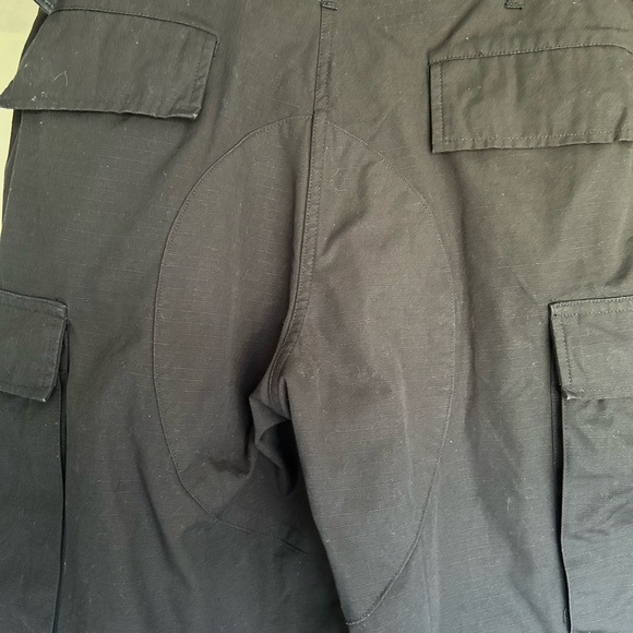 Black Tactical Cargo Pants Adjustable Waist Ripstop Utility Streetwear - Picture 3 of 16